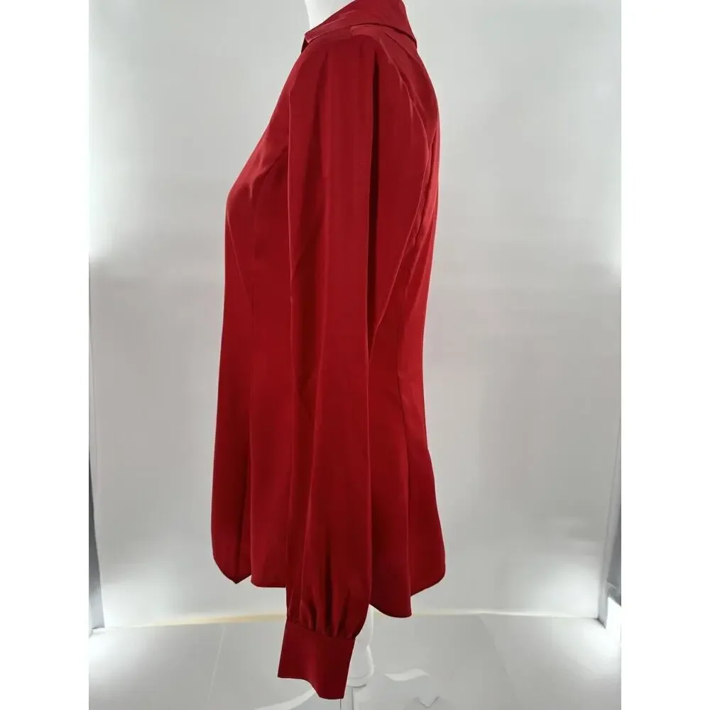 Michael Kors Blouse Size XS Logo Red Career Business Office Flowy​​​ - Picture 8 of 16